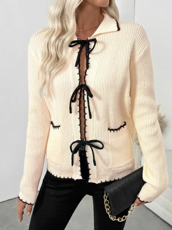 Tie Front Long Sleeve Cardigan sold by Charming Charlie