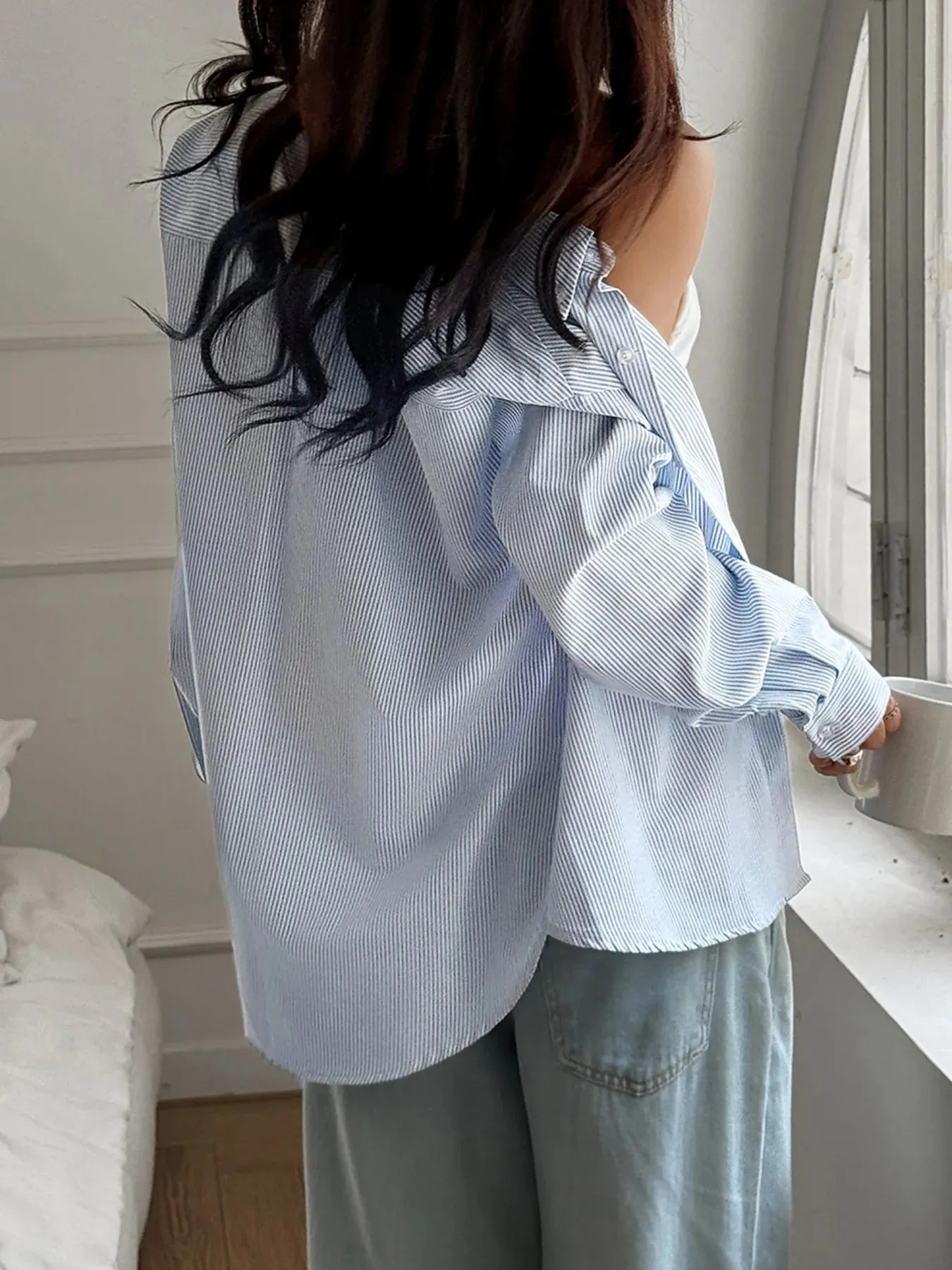 Striped Button-Down Relaxed Fit Shirt sold by Charming Charlie product image thumbnail 5