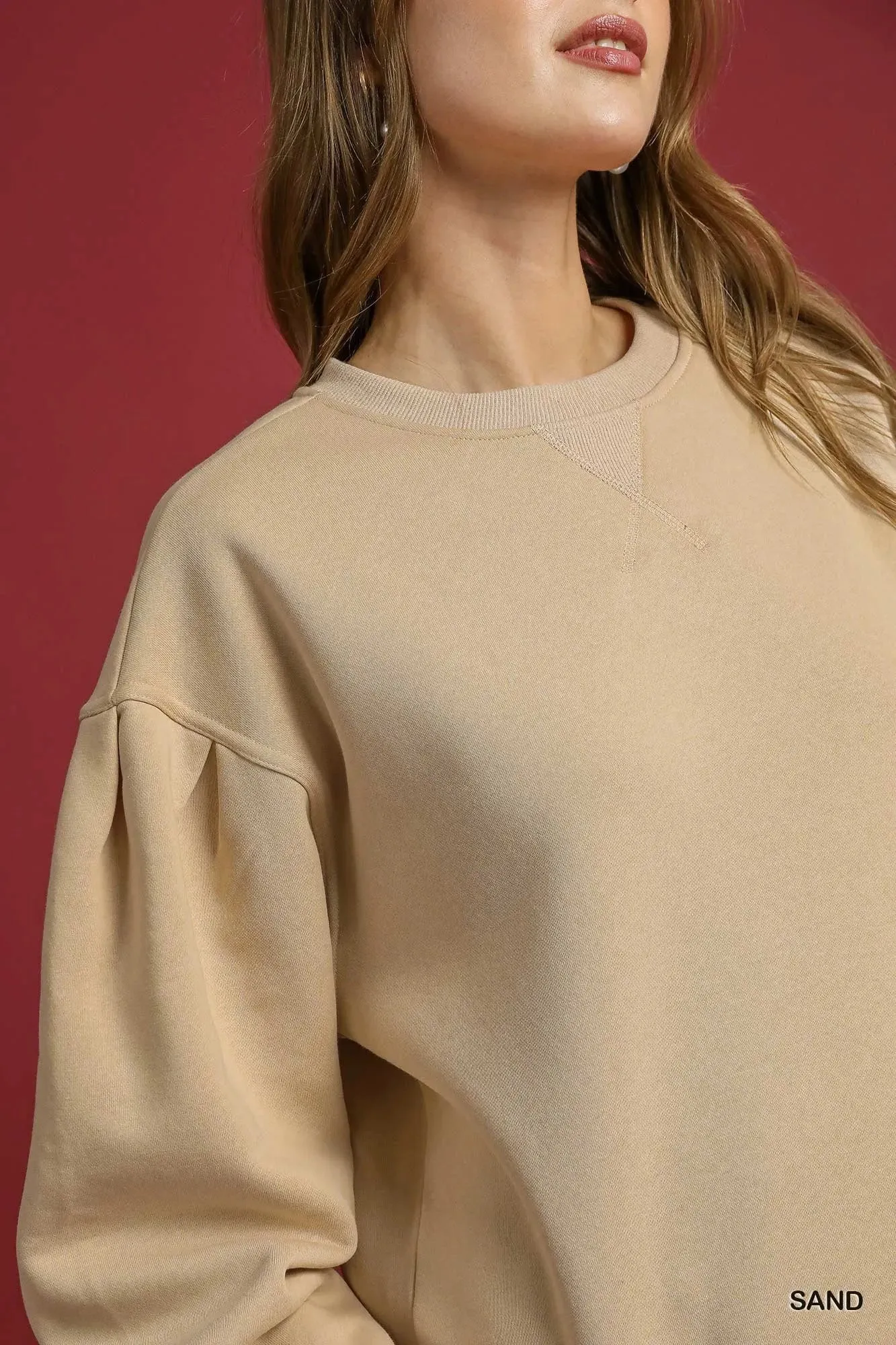 Umgee Round Neck Sweatshirt with Pleated Detail sold by Charming Charlie product image thumbnail 4