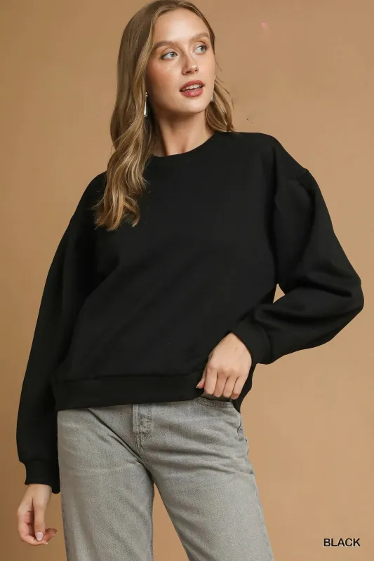 Umgee Round Neck Sweatshirt with Pleated Detail sold by Charming Charlie