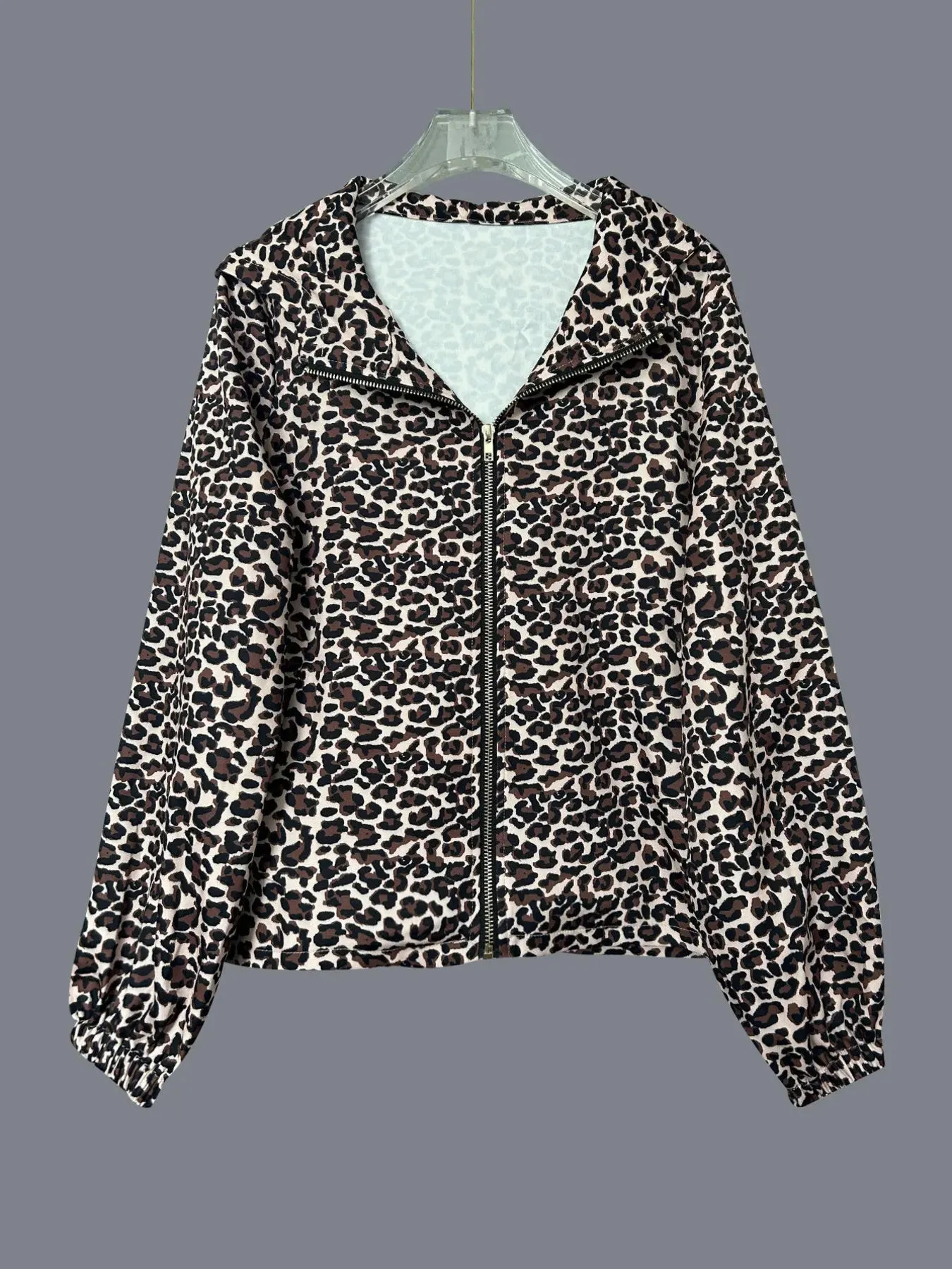 Leopard Print Zip-Up Hoodie sold by Charming Charlie product image thumbnail 4