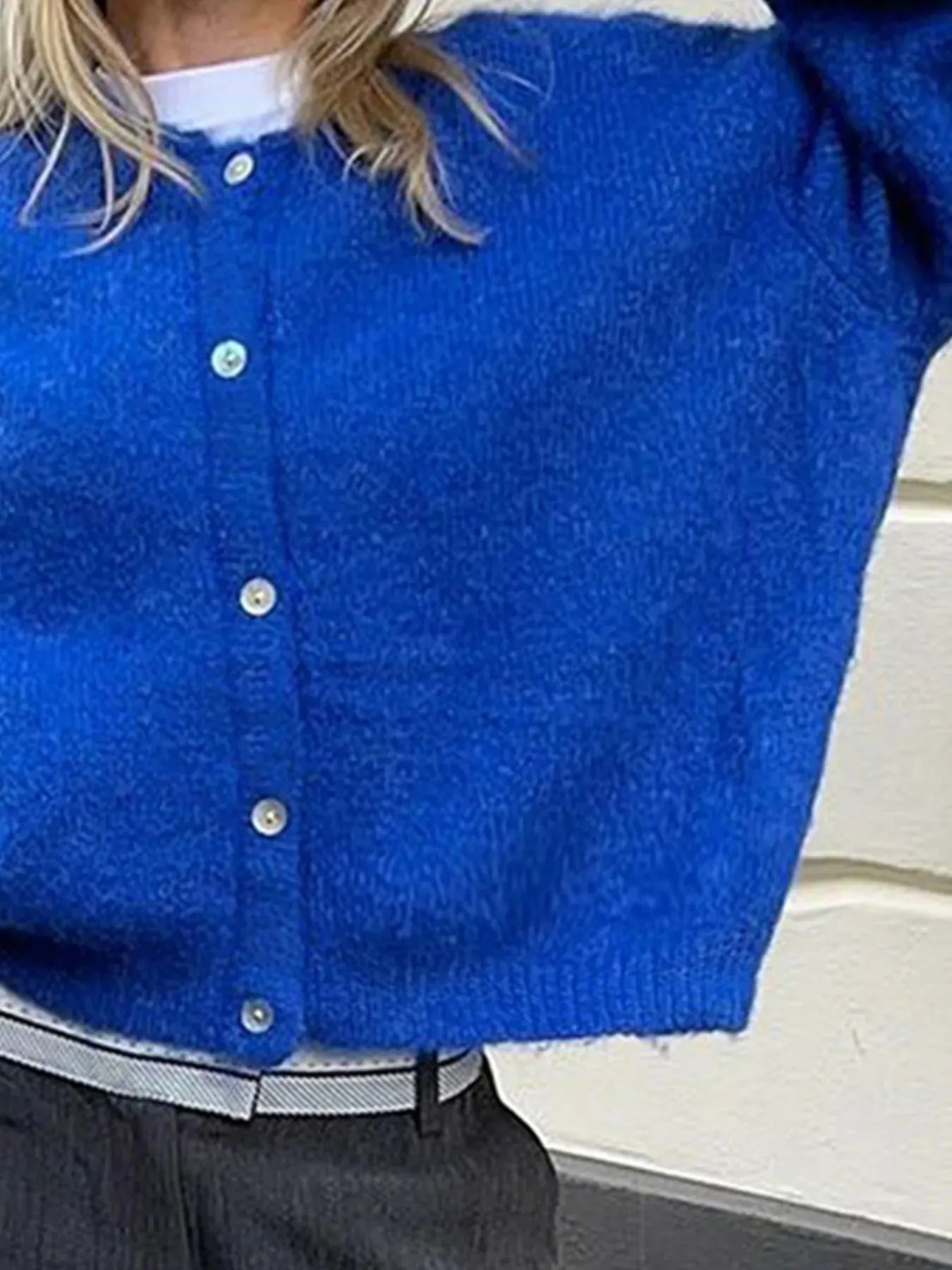 Button-Up Cropped Sweater Cardigan sold by Charming Charlie product image thumbnail 3