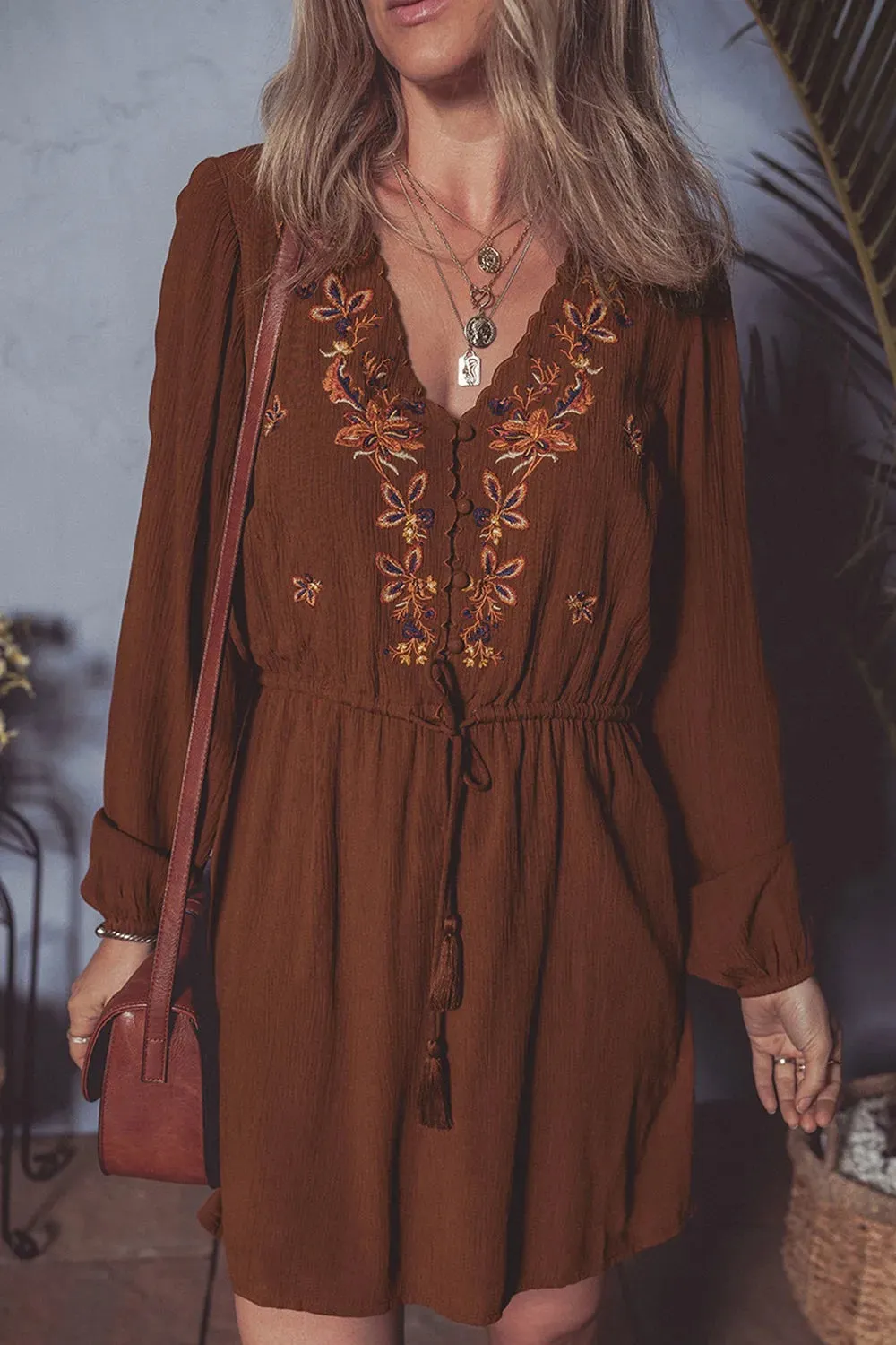 Floral Embroidered Long Sleeve Mini Dress sold by Charming Charlie product image thumbnail 3