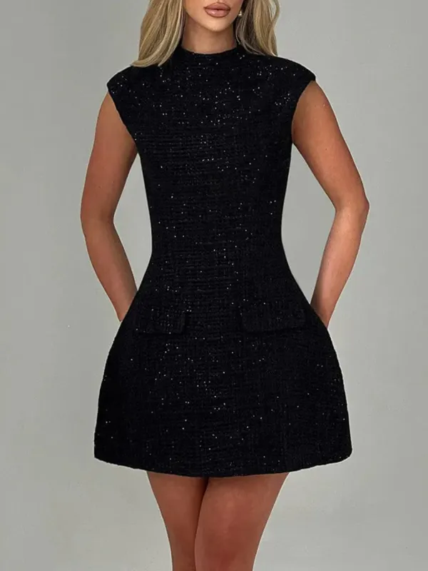 Cutout Back Round Neck Cap Sleeve Mini Dress sold by Charming Charlie