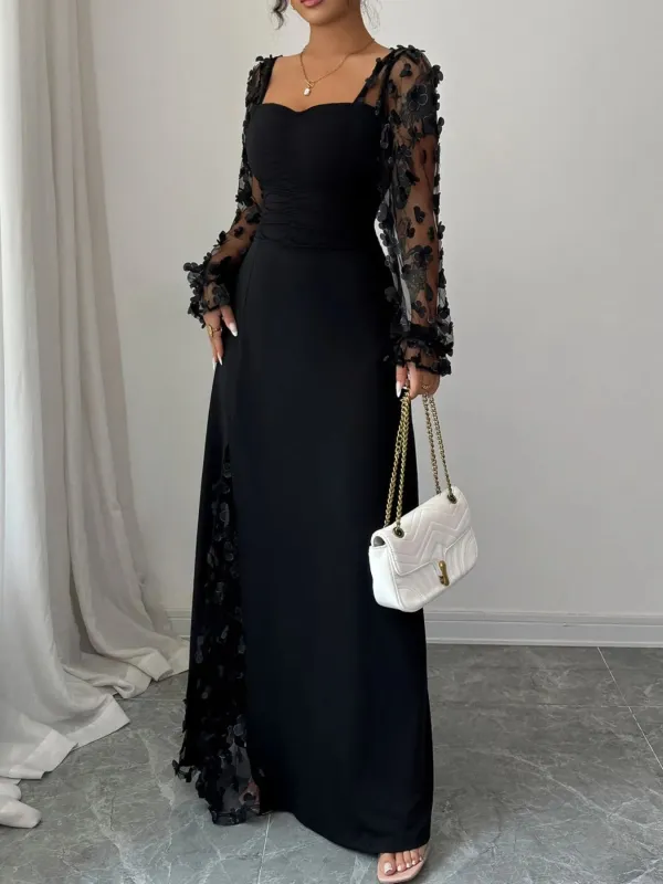 Sweetheart Neck Sheer Sleeve Maxi Dress sold by Charming Charlie