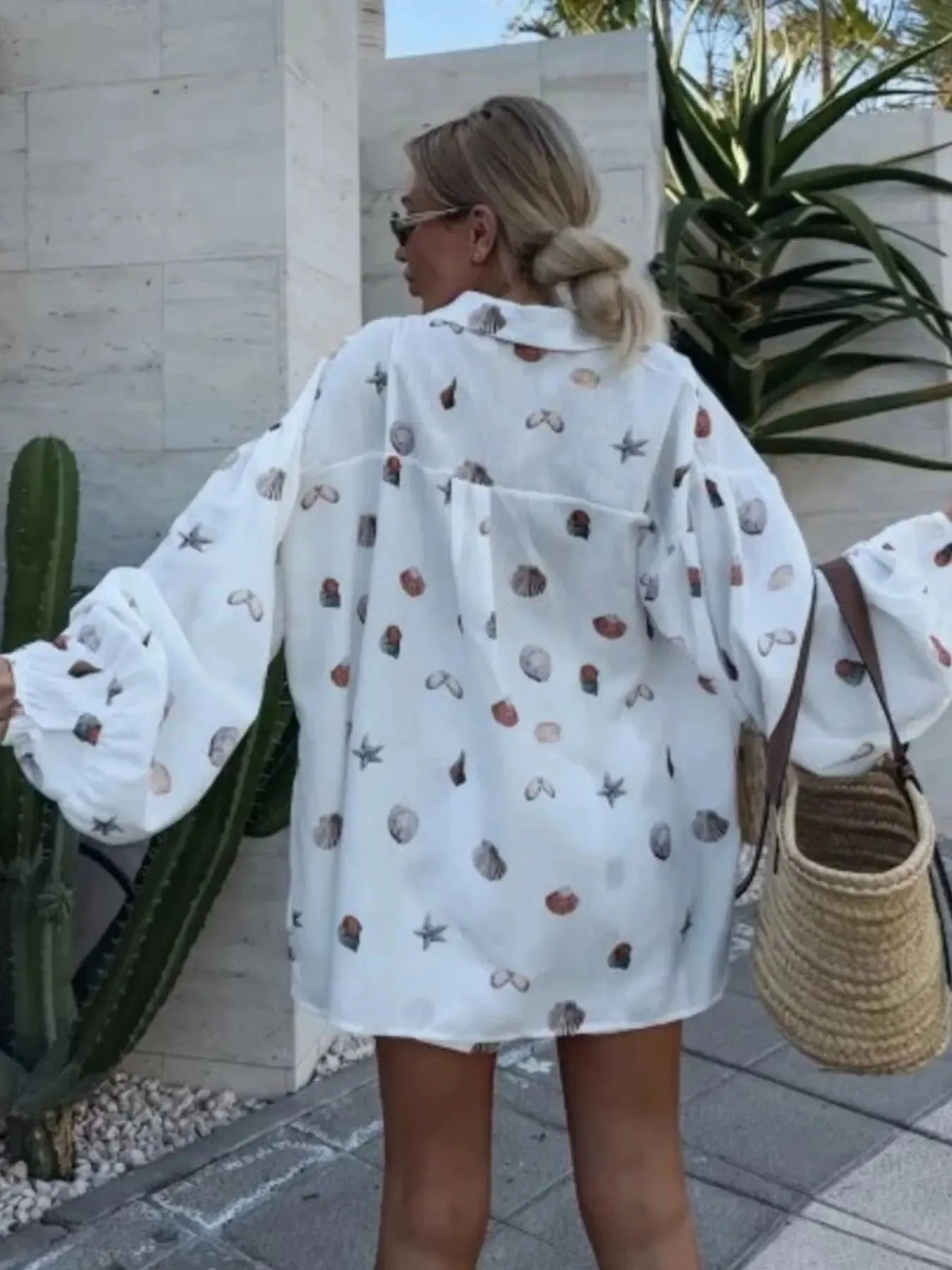 Shell Print Long Sleeve Shirt and Belt Shorts Set sold by Charming Charlie product image thumbnail 4