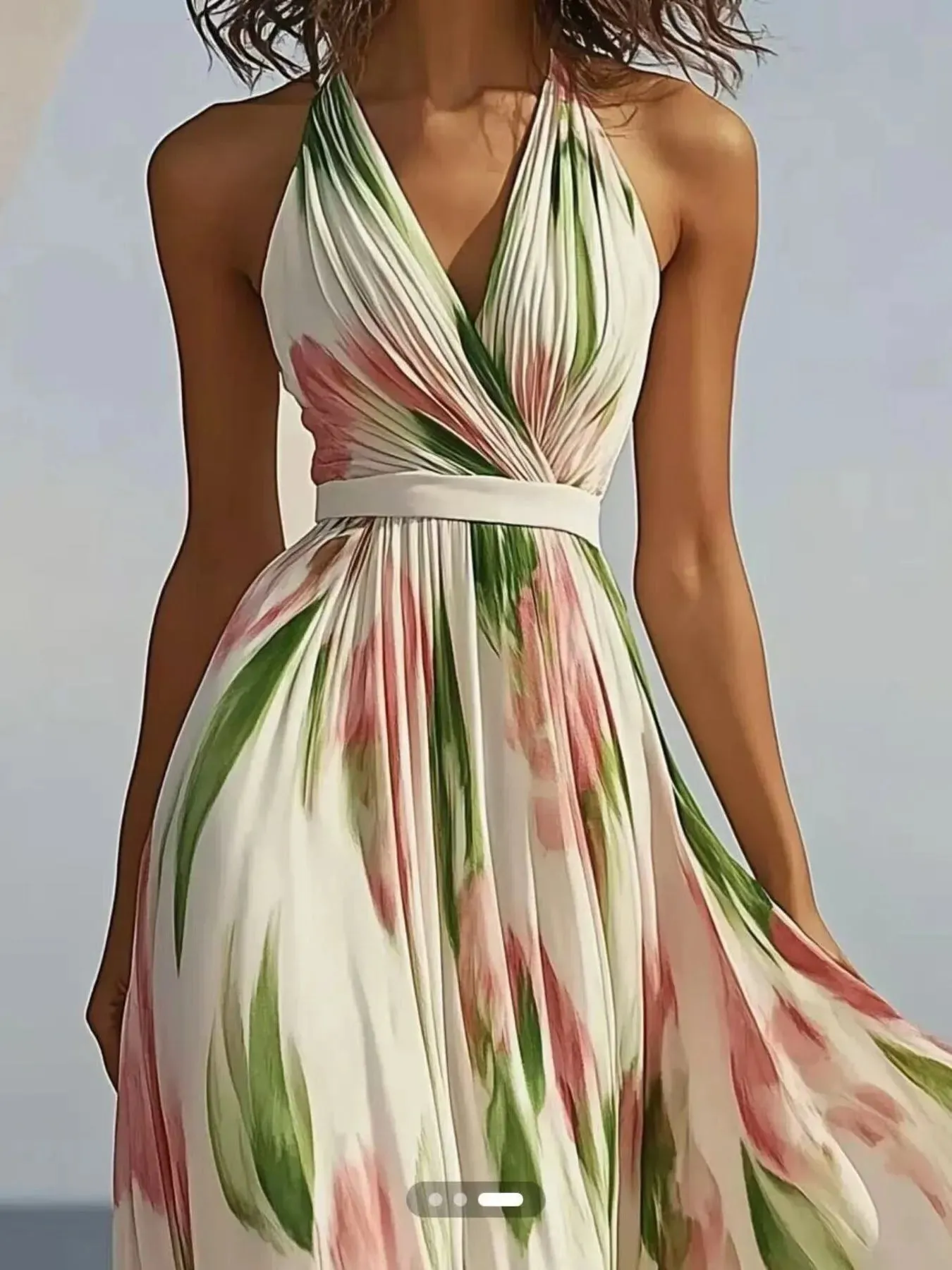 Floral Print Halter Neck Maxi Dress sold by Charming Charlie product image thumbnail 2