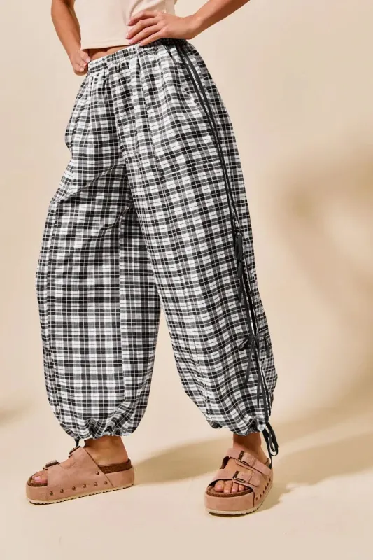 SO ME Plaid Elastic Waist Balloon Pants sold by Charming Charlie