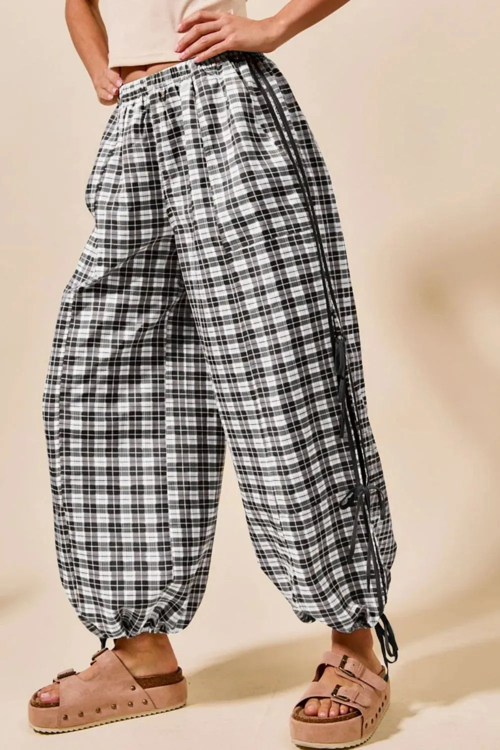 SO ME Plaid Elastic Waist Balloon Pants sold by Charming Charlie product image thumbnail 2