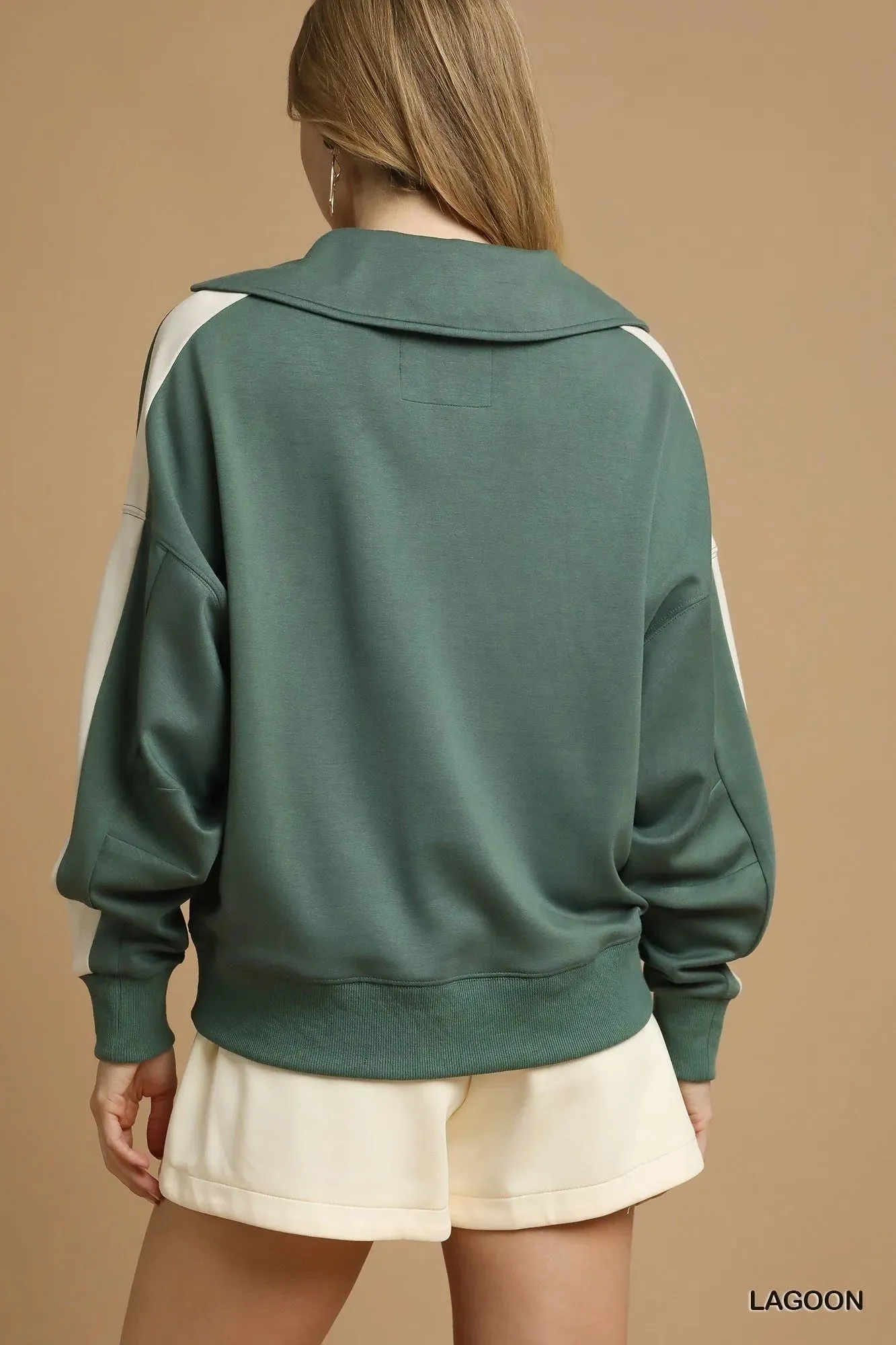 Umgee Contrast Long Sleeve Sweatshirt with Collar sold by Charming Charlie product image thumbnail 4