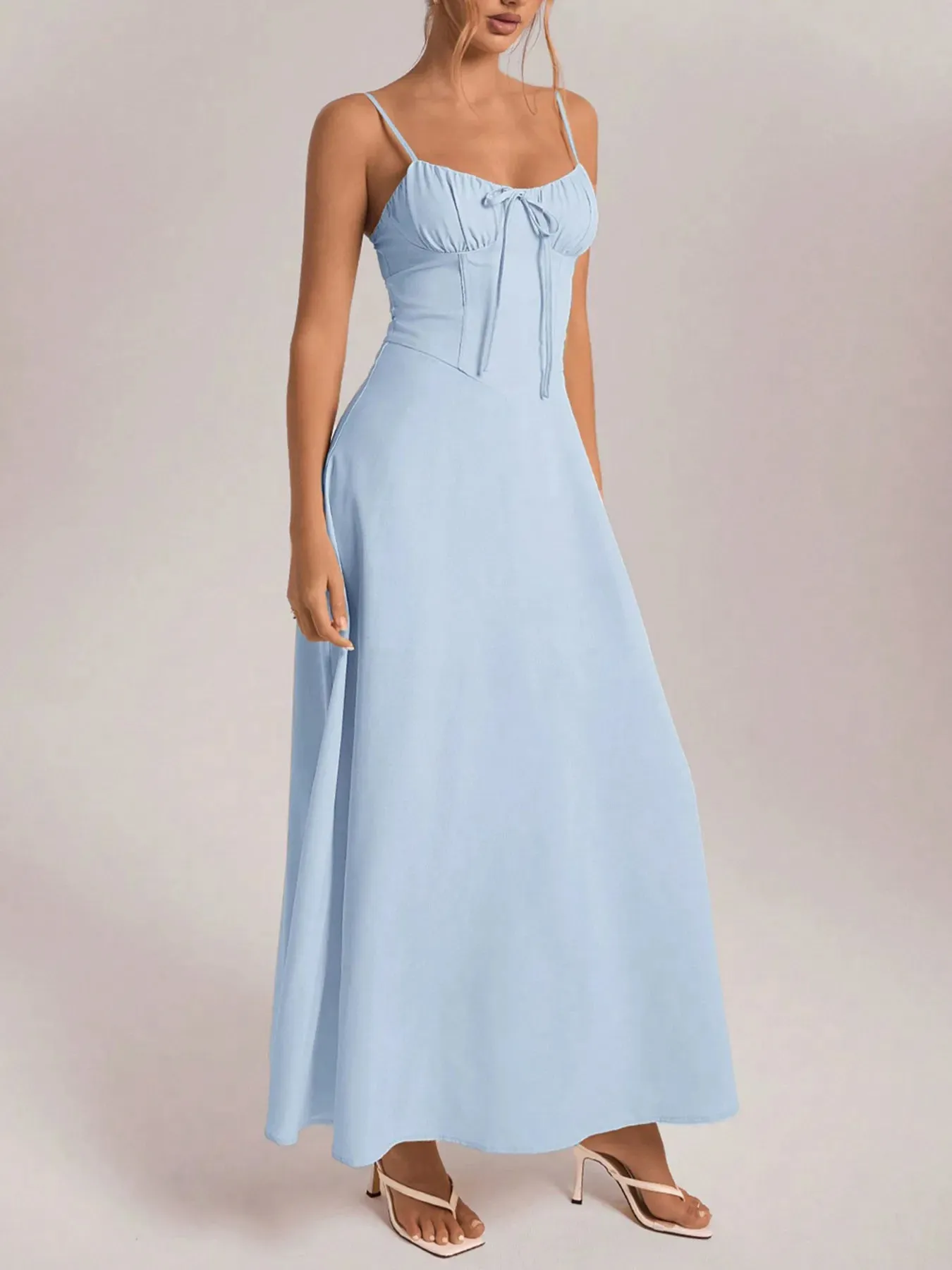 Ruched Cami Maxi Dress with Tie Front Detail sold by Charming Charlie product image thumbnail 2