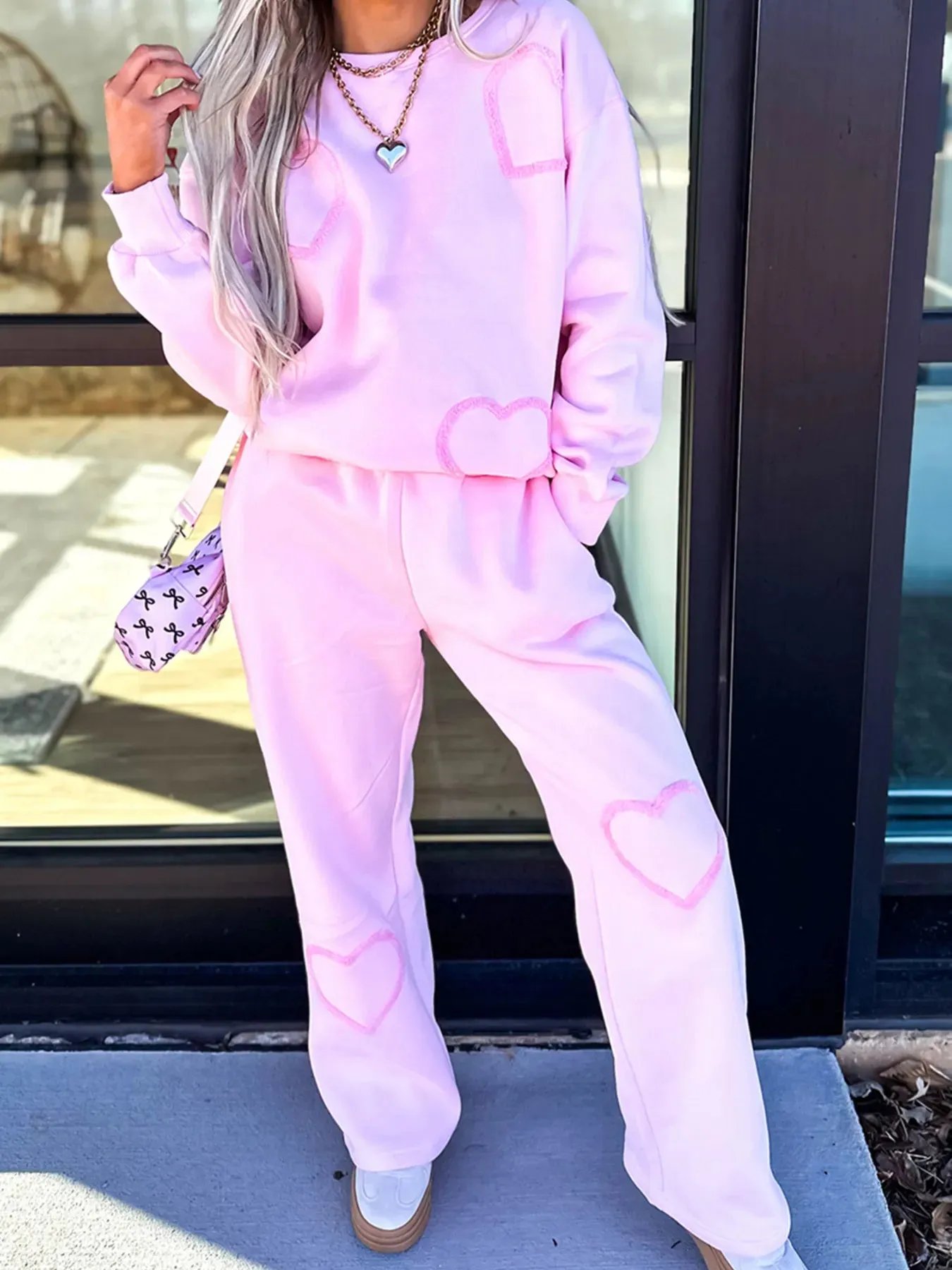 Round Neck Heart Top and Pants Set sold by Charming Charlie product image thumbnail 2