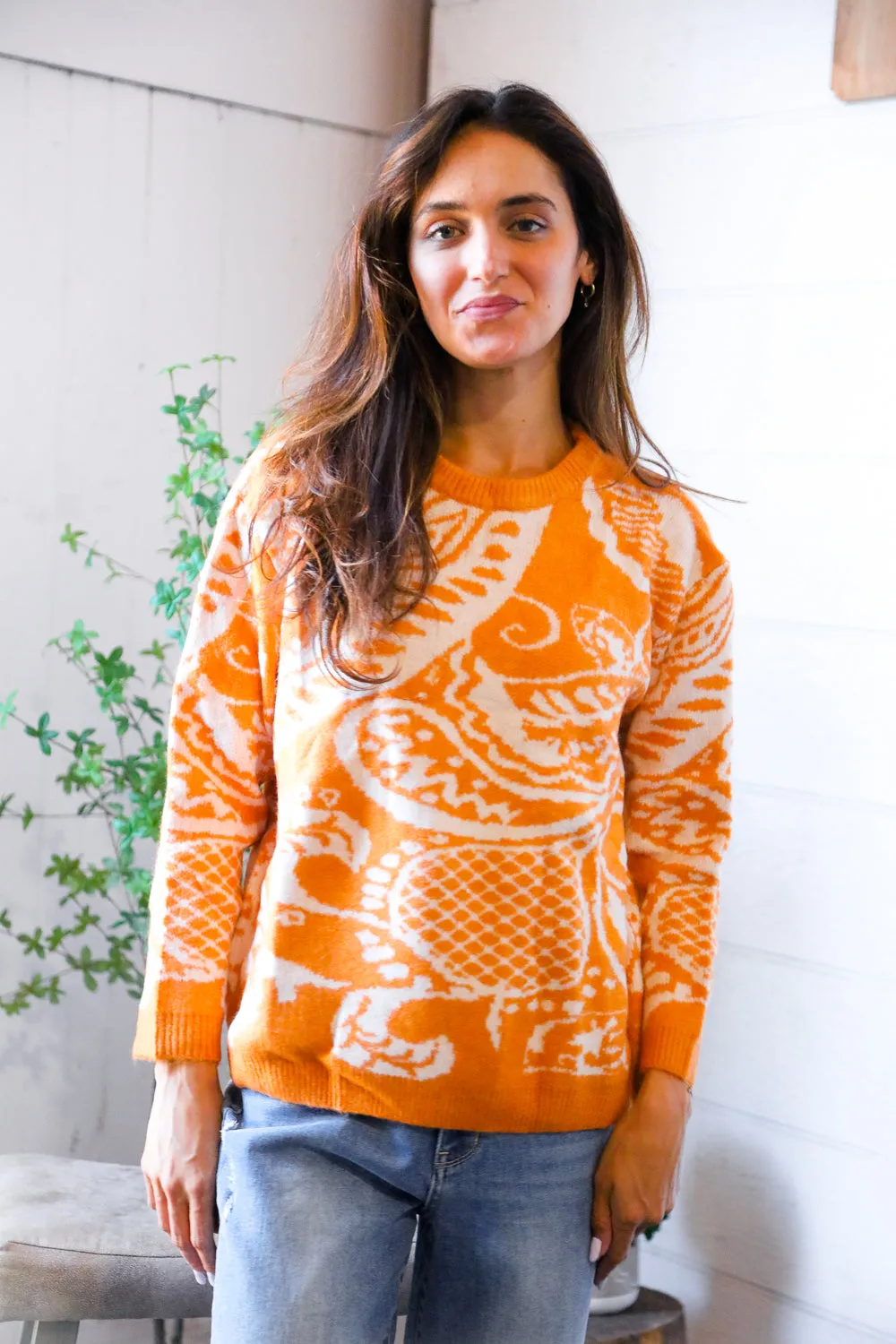 Spice at Sunrise Orange Cozy Knit Pullover sold by Charming Charlie product image thumbnail 2