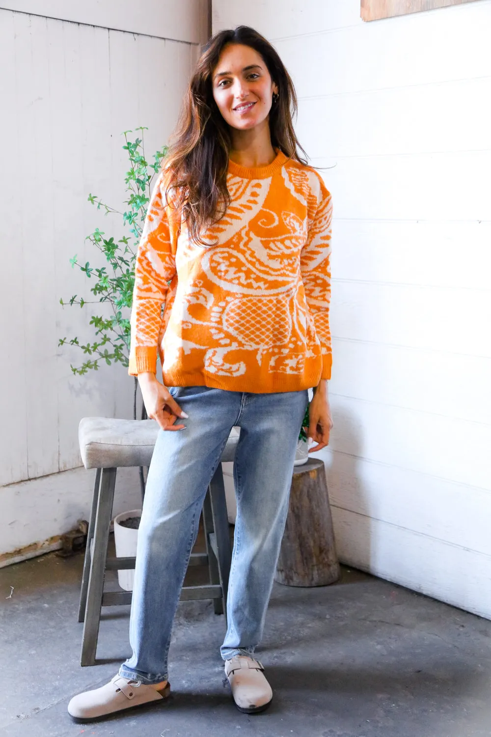 Spice at Sunrise Orange Cozy Knit Pullover sold by Charming Charlie product image thumbnail 4