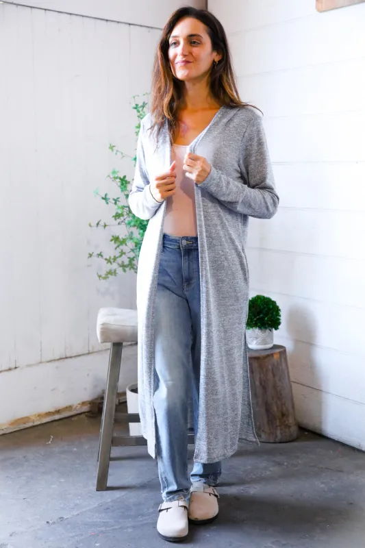 Cool Mornings Grey Open Duster Cardigan sold by Charming Charlie