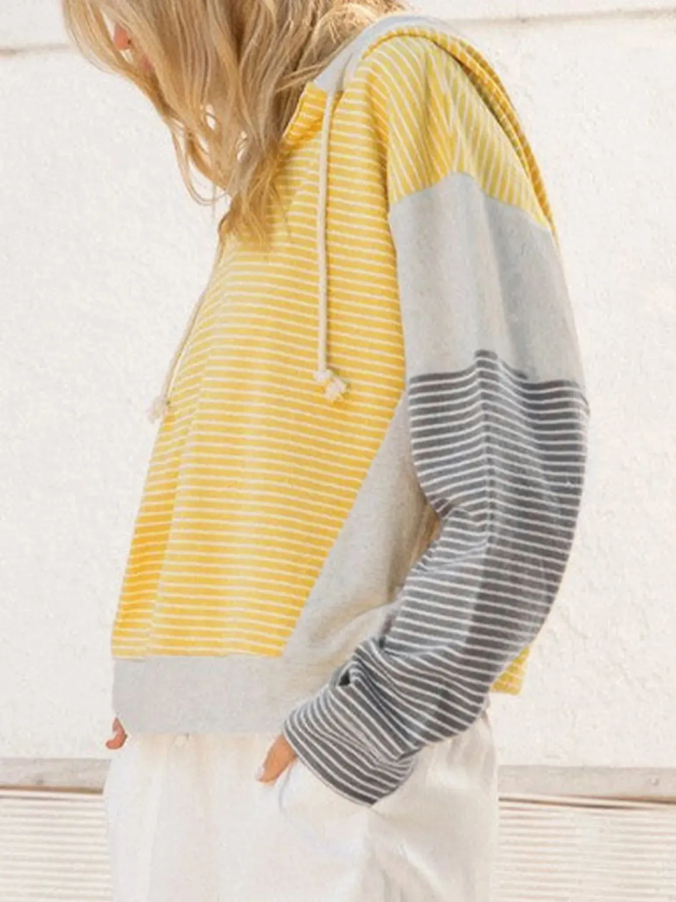 Striped Color Block Hoodie with Drawstring sold by Charming Charlie product image thumbnail 3