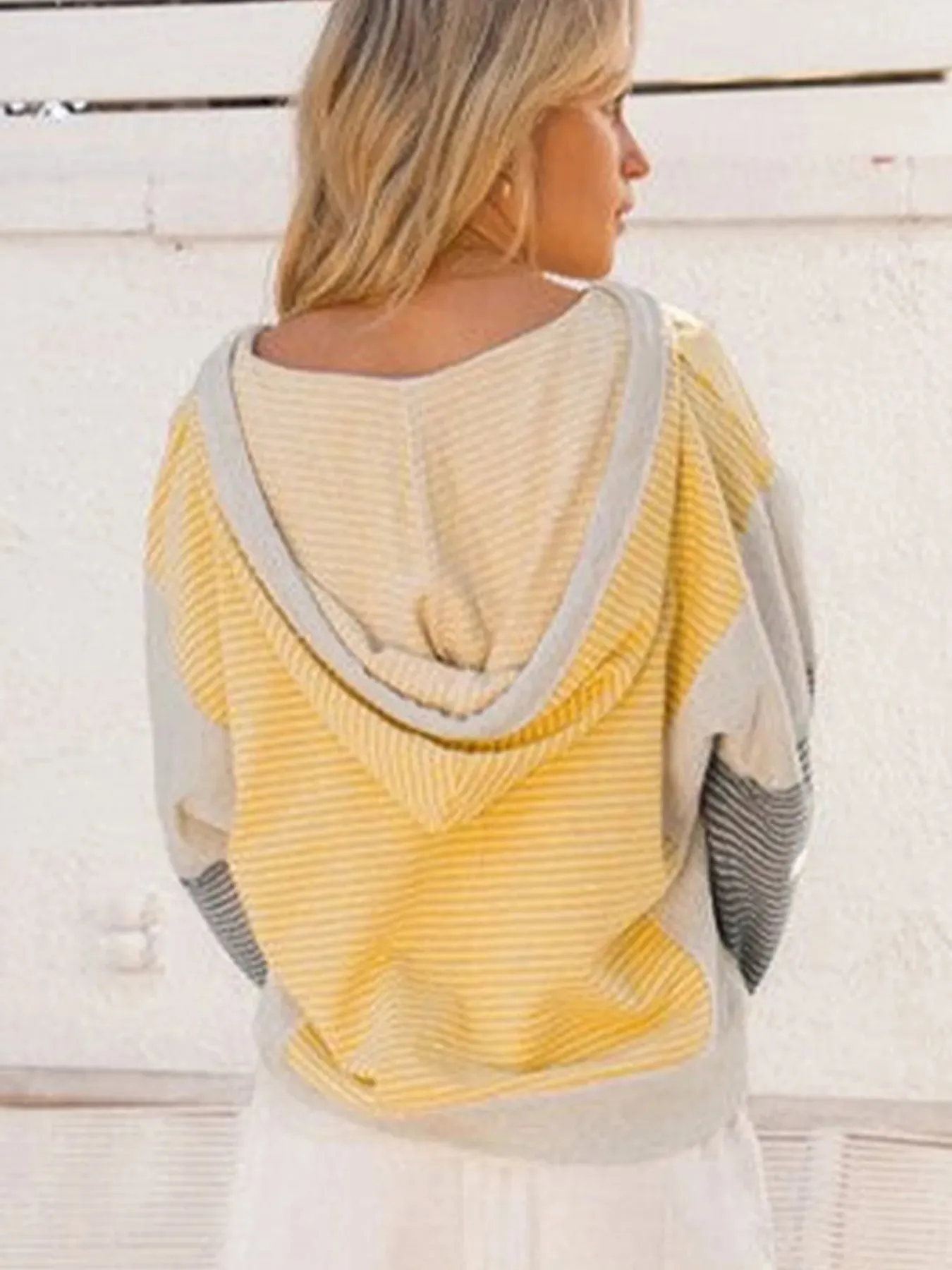 Striped Color Block Hoodie with Drawstring sold by Charming Charlie product image thumbnail 4