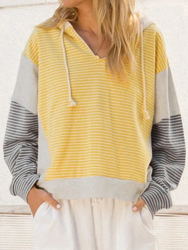Striped Color Block Hoodie with Drawstring sold by Charming Charlie
