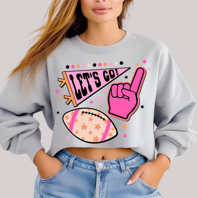 Let's Go Pennant in Grey Sweatshirt sold by Charming Charlie