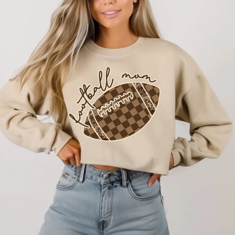 Check Football Mom in Sand Sweatshirt sold by Charming Charlie