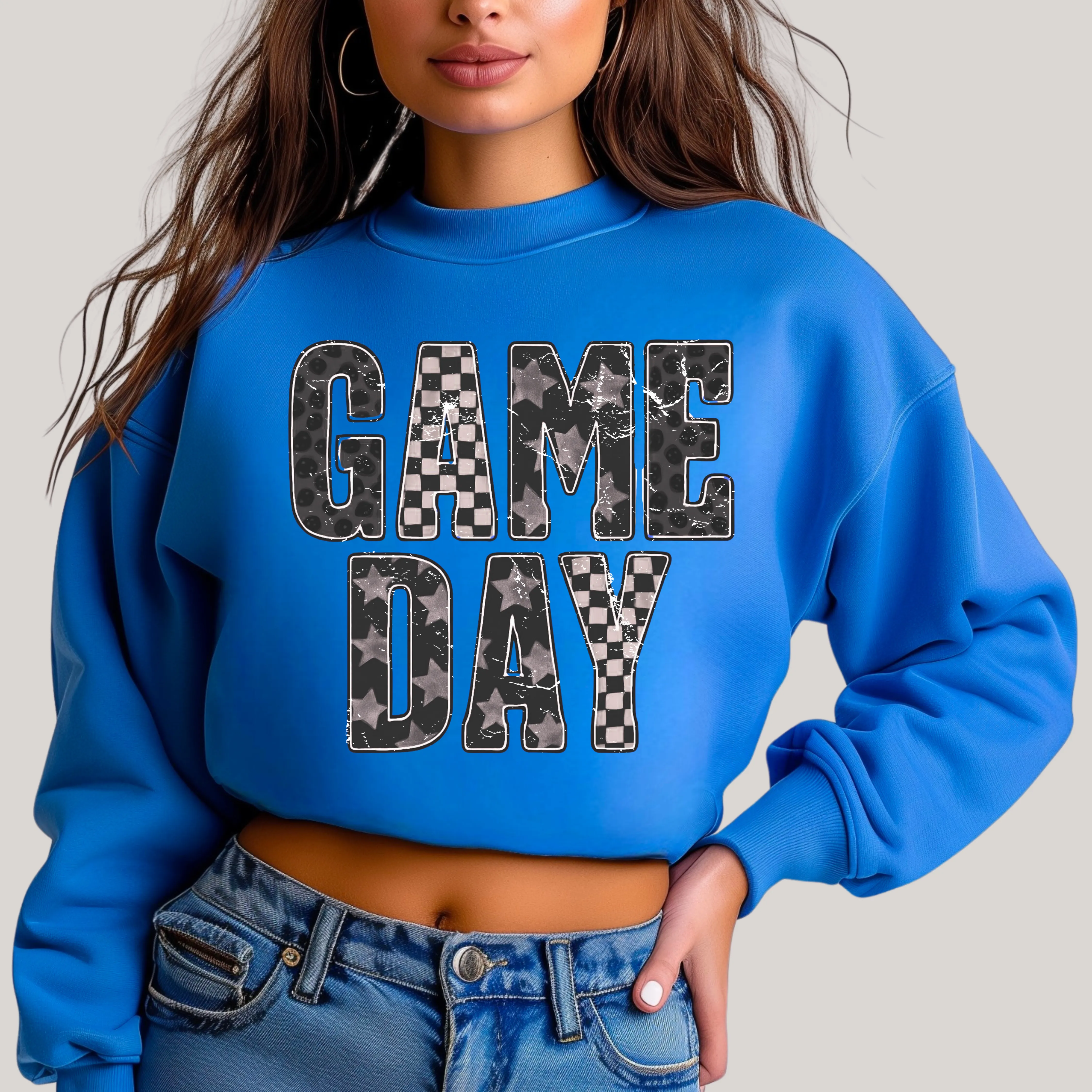 Edgy Gameday in Blue Sweatshirt sold by Charming Charlie