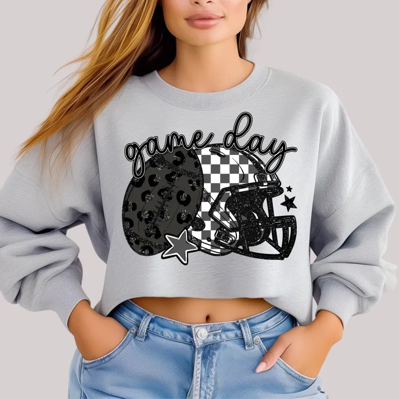 Checkered and Leopard Gameday Sweatshirt sold by Charming Charlie