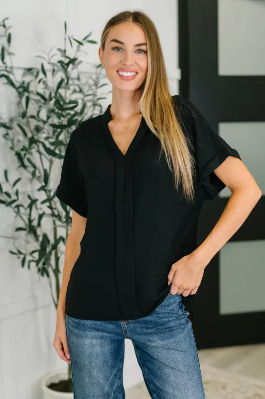PREORDER: Crinkle Wove V-Neck Blouse in Four Colors sold by Charming Charlie