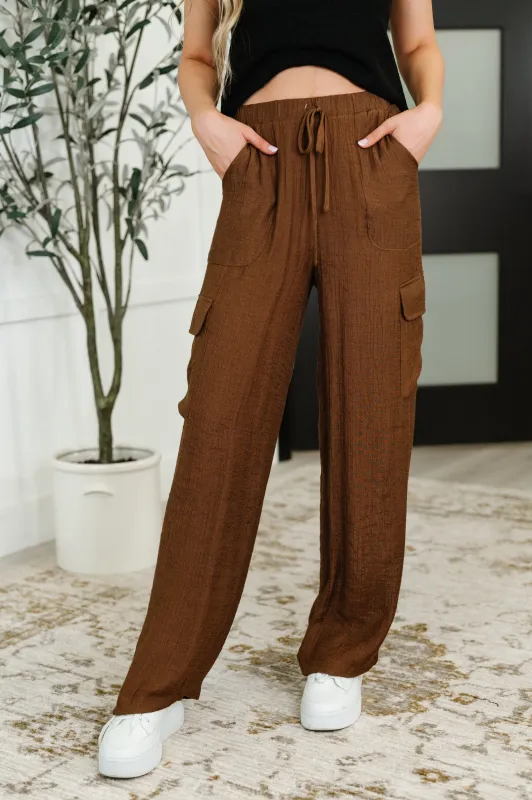 Off Duty Straight Leg Cargo Pants in  Brown sold by Charming Charlie