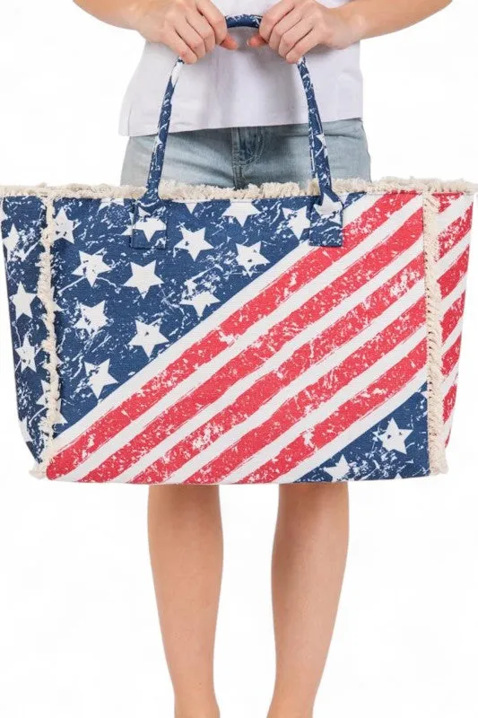 USA Flag Print Canvas Tote Bag sold by Charming Charlie