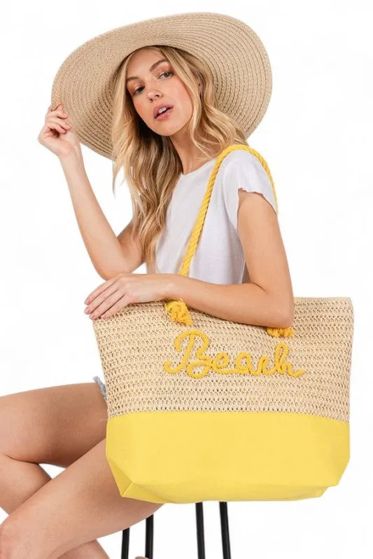 BEACH Crochet Summer Tote sold by Charming Charlie