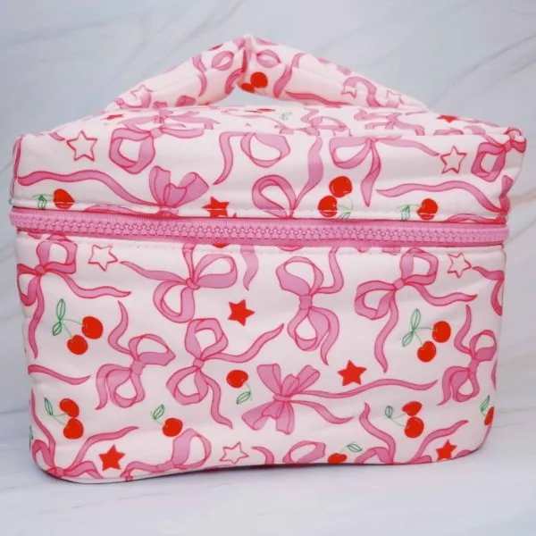 Cherry Bowtiful Travel Cosmetic Case With Handle sold by Charming Charlie product image thumbnail 3