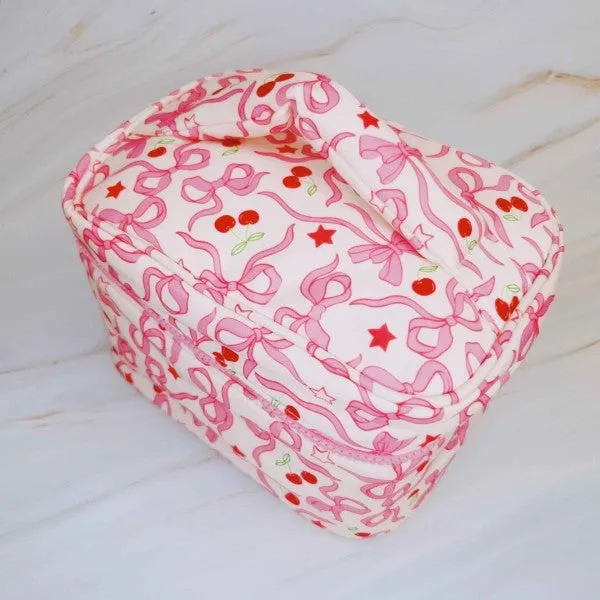 Cherry Bowtiful Travel Cosmetic Case With Handle sold by Charming Charlie product image thumbnail 4