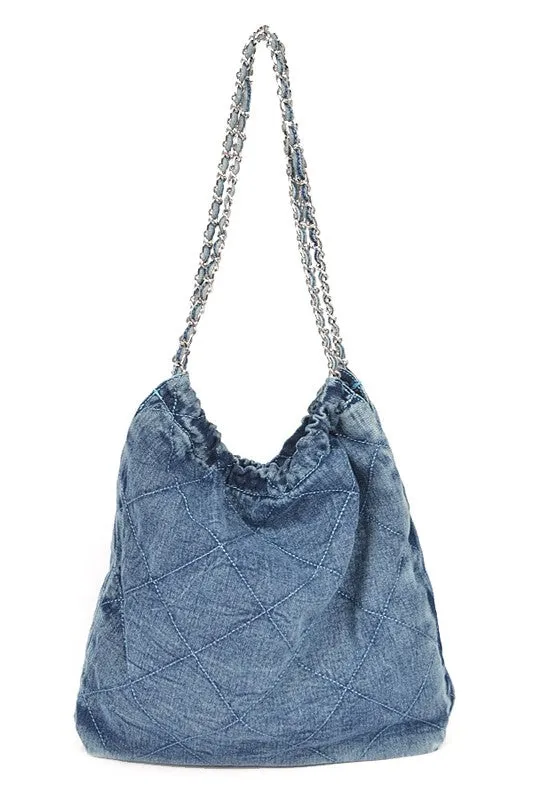 Denim Quilted Large Shoulder Bag sold by Charming Charlie