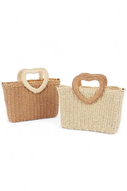 Heart Shape Handle Straw Tote sold by Charming Charlie