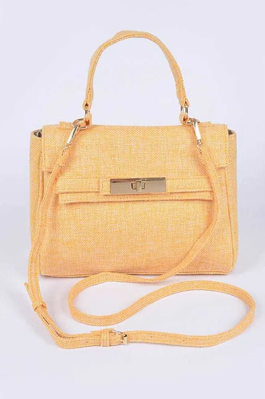 Color Linen Designed Top Handle Bag sold by Charming Charlie