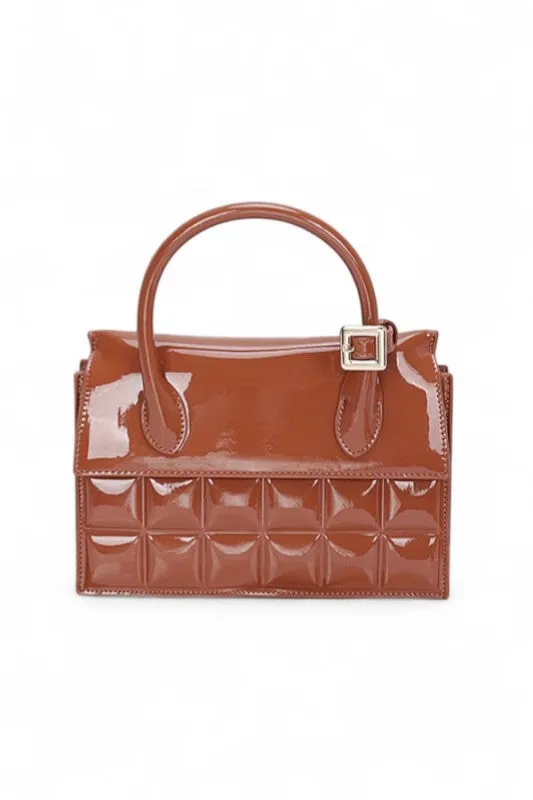 Patent Faux Leather Embossed Top Handle Swing Bag sold by Charming Charlie