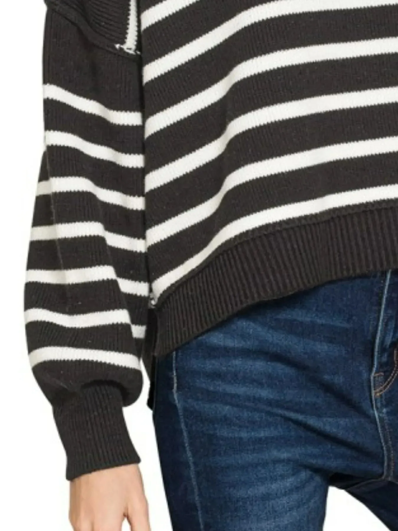 Zenana Exposed Seam Striped Oversized Sweater sold by Charming Charlie product image thumbnail 2