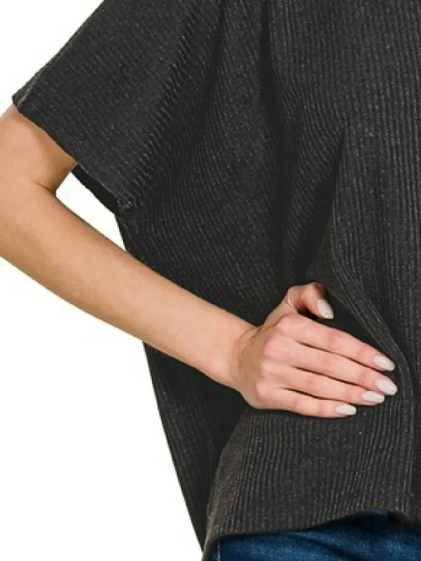 Zenana Ribbed Round-Neck Short-Sleeve Knit Top sold by Charming Charlie product image thumbnail 3