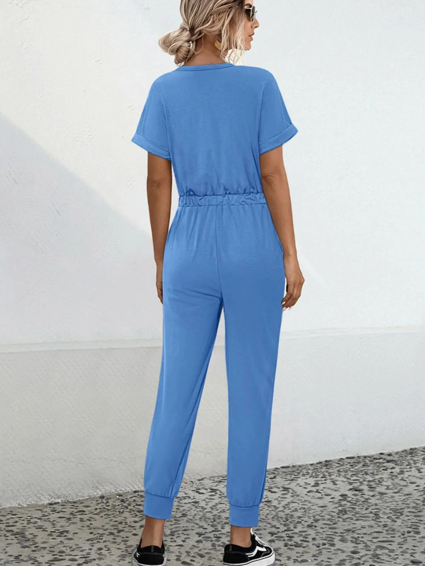 Drawstring Waist Short Sleeve Jumpsuit sold by Charming Charlie product image thumbnail 2