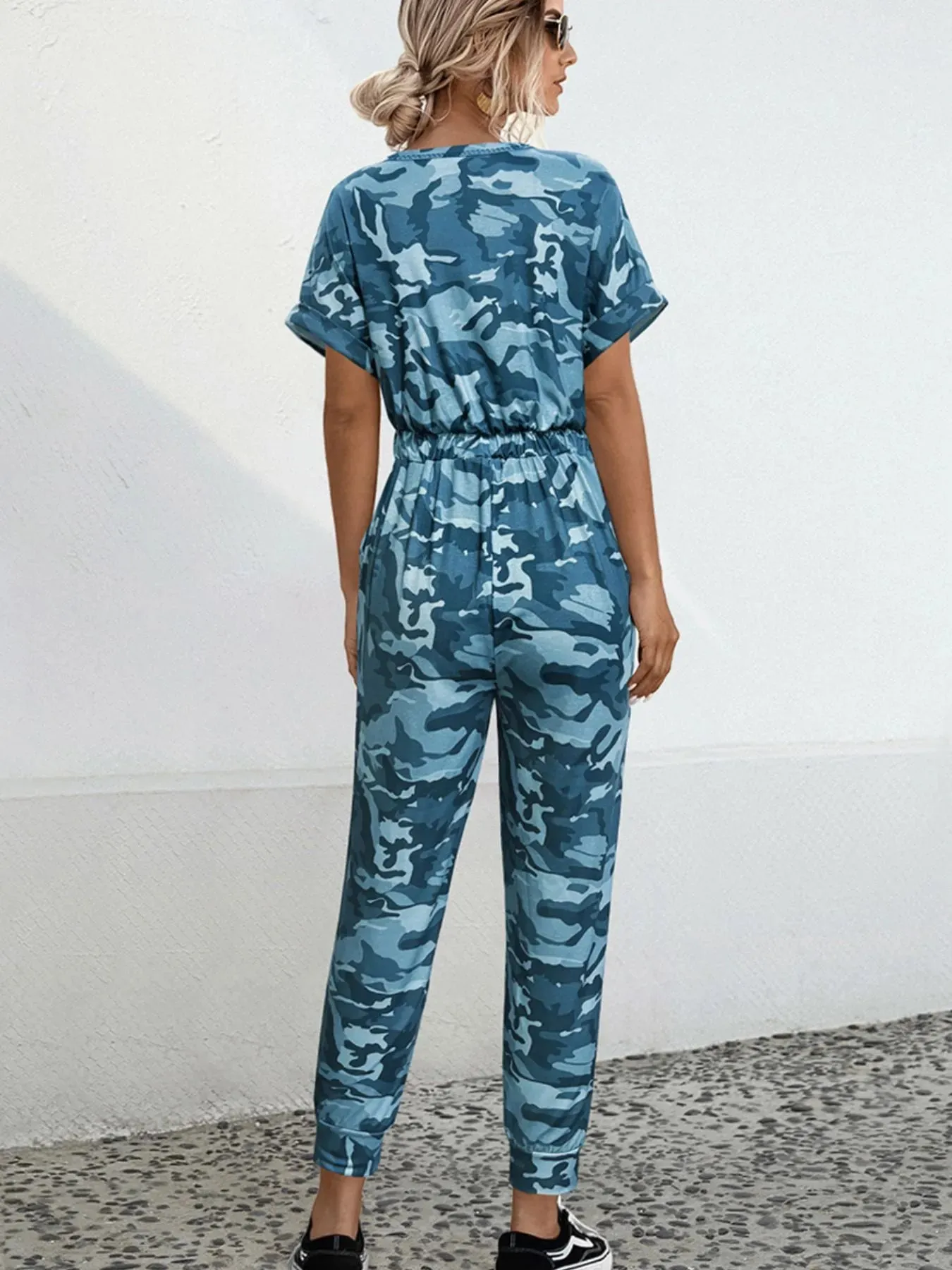 Drawstring Waist Short Sleeve Jumpsuit sold by Charming Charlie product image thumbnail 5