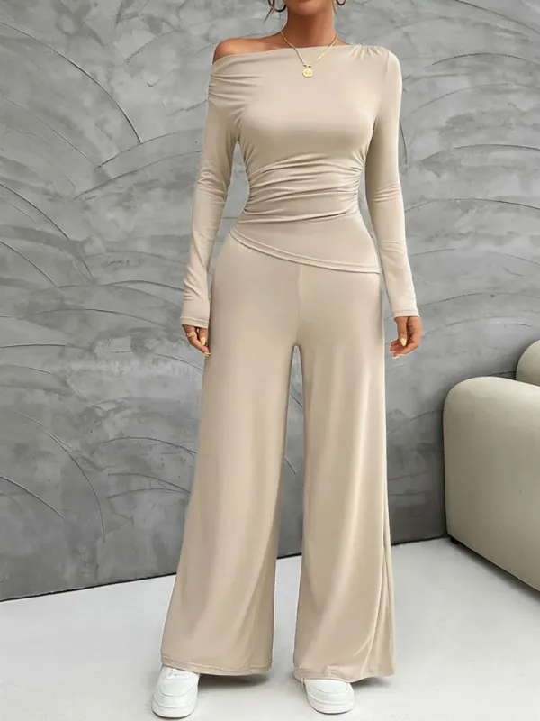 Devine Long Sleeve Top and Wide Leg Pants Set sold by Charming Charlie