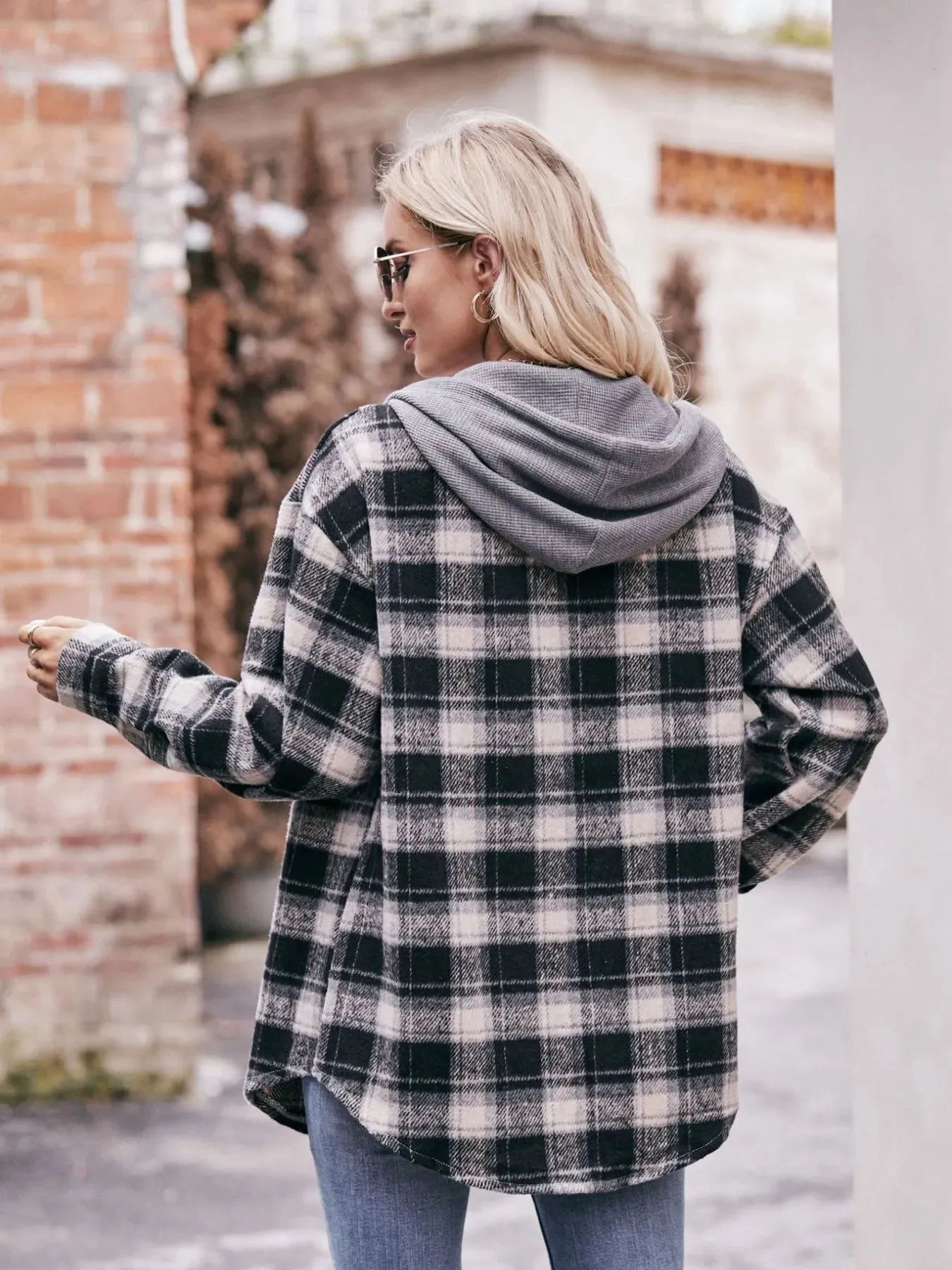 Oversized Plaid Button Up Shacket sold by Charming Charlie product image thumbnail 5