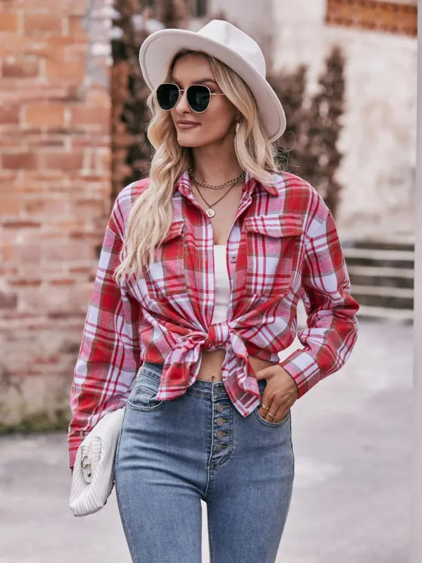 Plaid Button-Down Long Sleeve Shirt sold by Charming Charlie