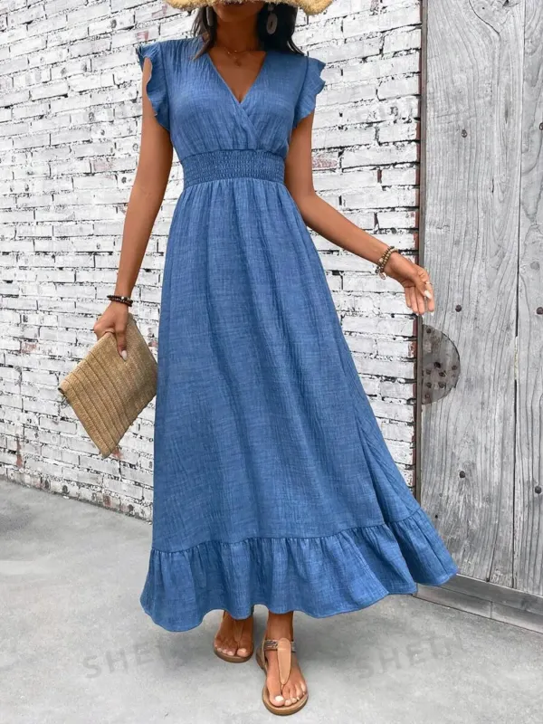 Ruffled Hem Surplice Midi Dress sold by Charming Charlie