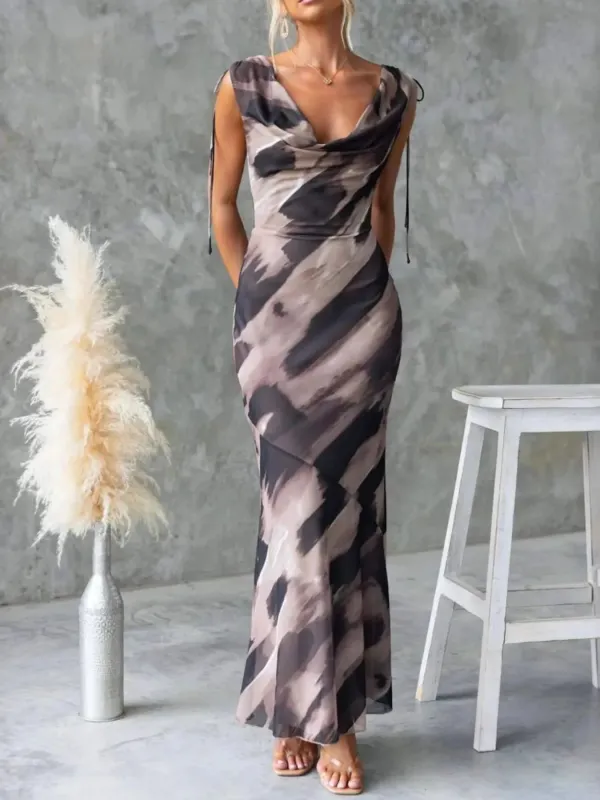Tied Sleeveless Printed Maxi Dress sold by Charming Charlie