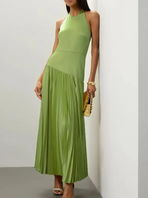 Pleated Halter Neck Maxi Dress sold by Charming Charlie
