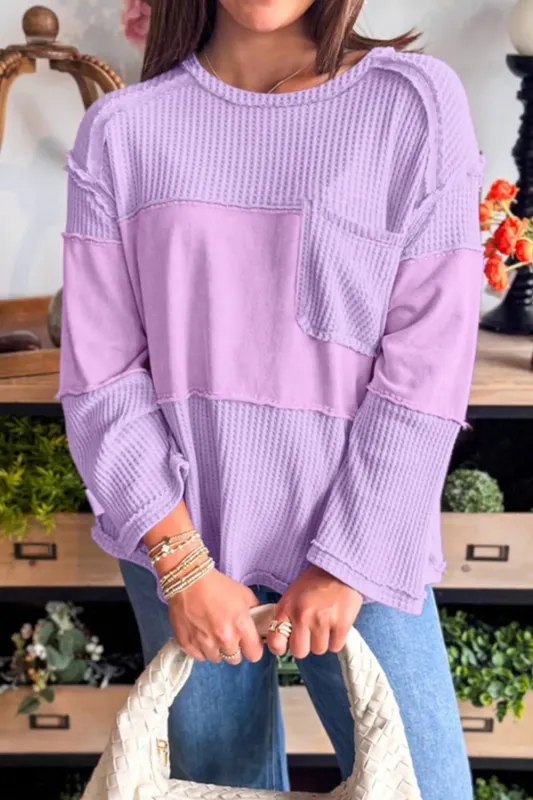 Waffle Knit Long Sleeve T-Shirt sold by Charming Charlie
