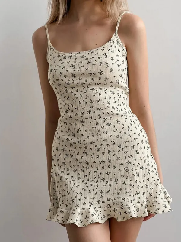 Floral Print Ruffle Hem Cami Lounge Dress sold by Charming Charlie