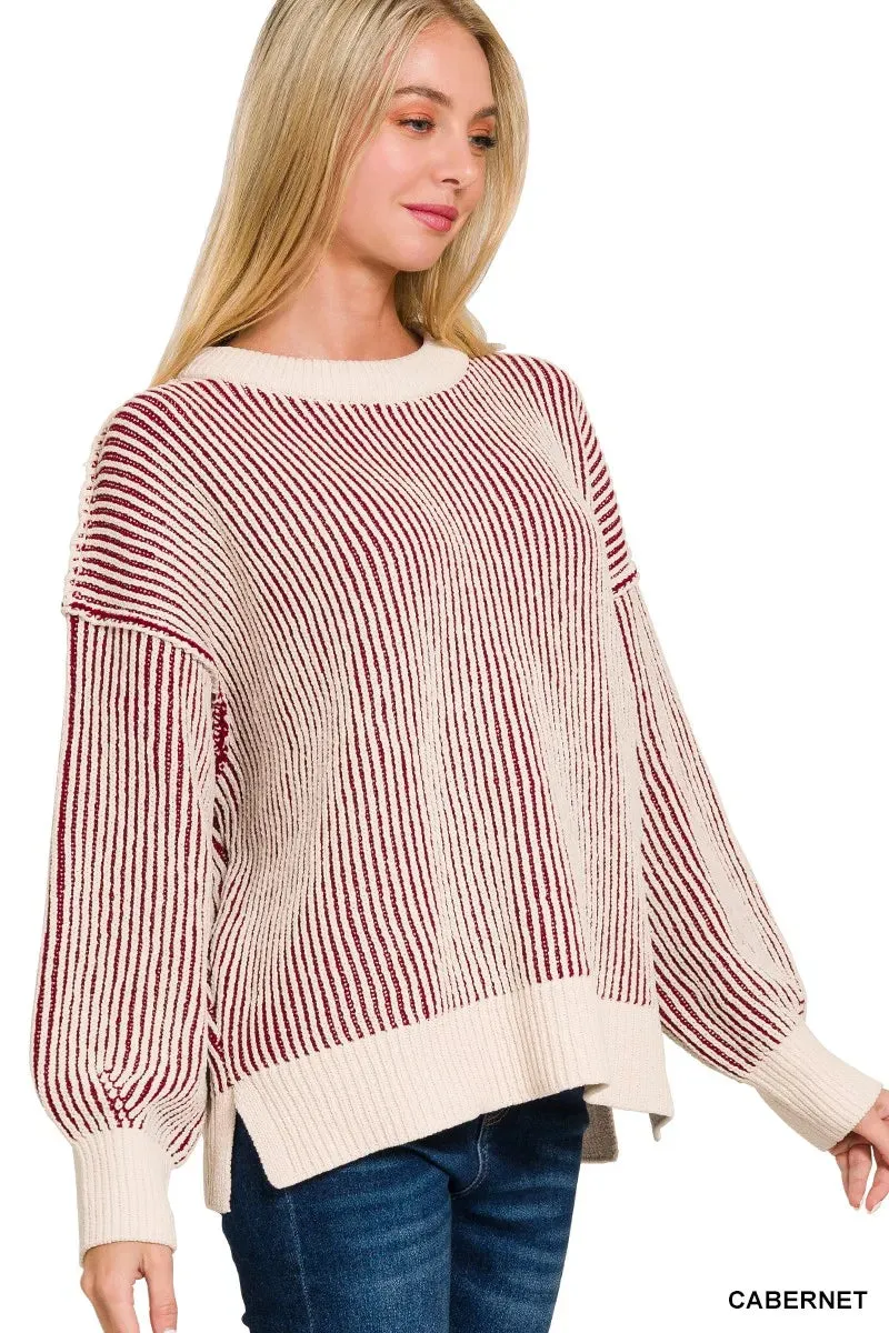 Zenana Two Tone Crewneck Sweater sold by Charming Charlie product image thumbnail 5