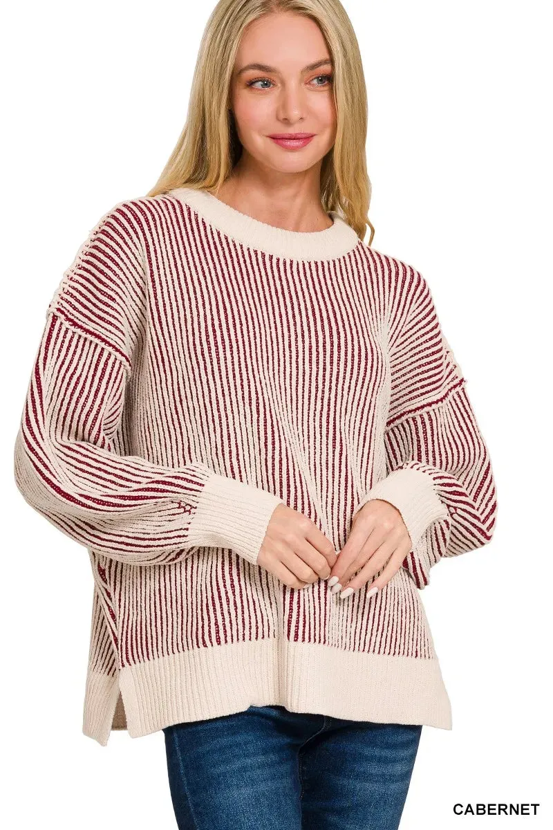 Zenana Two Tone Crewneck Sweater sold by Charming Charlie product image thumbnail 4